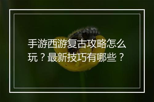 手游西游复古攻略怎么玩?最新技巧有哪些?