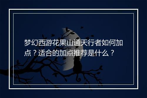 梦幻西游花果山通天行者如何加点?适合的加点推荐是什么?
