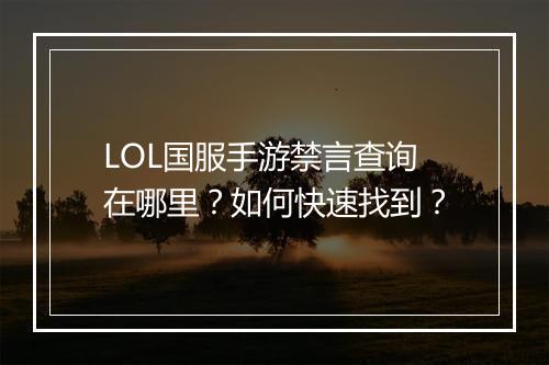 LOL国服手游禁言查询在哪里?如何快速找到?