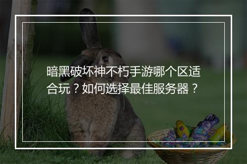 暗黑破坏神不朽手游哪个区适合玩?如何选择最佳服务器?