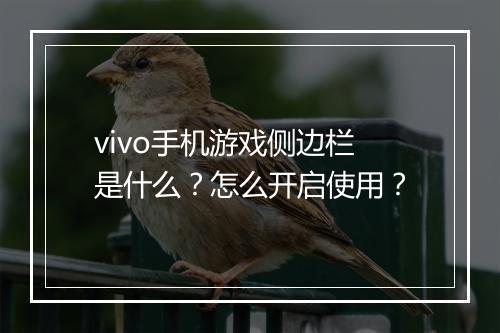 vivo手机游戏侧边栏是什么？怎么开启使用？