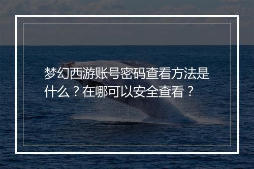 梦幻西游账号密码查看方法是什么?在哪可以安全查看?