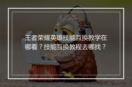 王者荣耀英雄技能互换教学在哪看?技能互换教程去哪找?