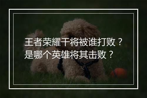 王者荣耀干将被谁打败?是哪个英雄将其击败?