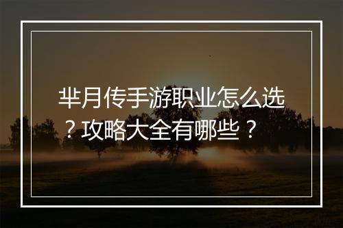 芈月传手游职业怎么选?攻略大全有哪些?