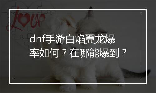 dnf手游白焰翼龙爆率如何?在哪能爆到?