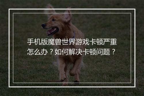手机版魔兽世界游戏卡顿严重怎么办？如何解决卡顿问题？
