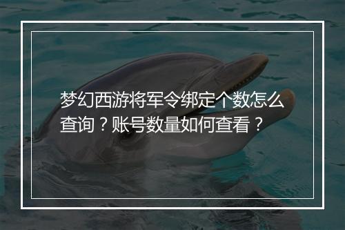 梦幻西游将军令绑定个数怎么查询？账号数量如何查看？