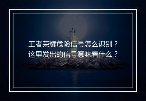 王者荣耀危险信号怎么识别?这里发出的信号意味着什么?