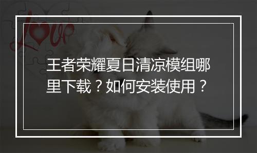 王者荣耀夏日清凉模组哪里下载?如何安装使用?