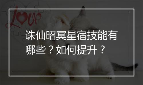 诛仙昭冥星宿技能有哪些?如何提升?