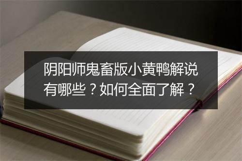 阴阳师鬼畜版小黄鸭解说有哪些?如何全面了解?