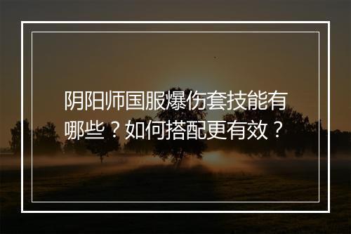 阴阳师国服爆伤套技能有哪些?如何搭配更有效?