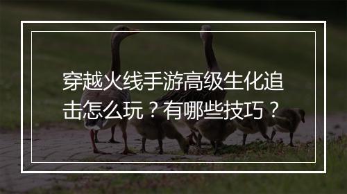 穿越火线手游高级生化追击怎么玩?有哪些技巧?