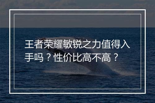 王者荣耀敏锐之力值得入手吗?性价比高不高?