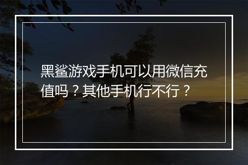 黑鲨游戏手机可以用微信充值吗?其他手机行不行?