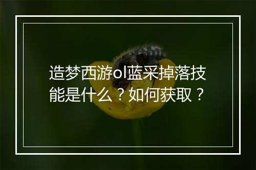造梦西游ol蓝采掉落技能是什么?如何获取?