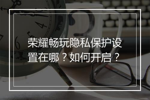 荣耀畅玩隐私保护设置在哪?如何开启?