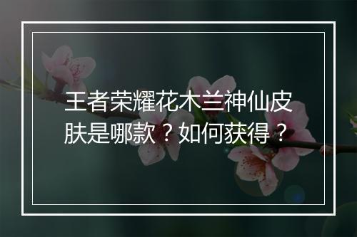 王者荣耀花木兰神仙皮肤是哪款?如何获得?