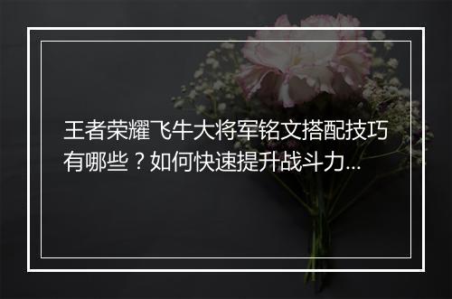 王者荣耀飞牛大将军铭文搭配技巧有哪些?如何快速提升战斗力?