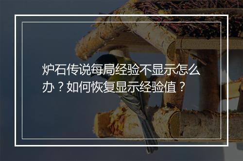 炉石传说每局经验不显示怎么办?如何恢复显示经验值?