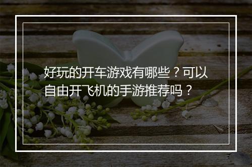 好玩的开车游戏有哪些?可以自由开飞机的手游推荐吗?