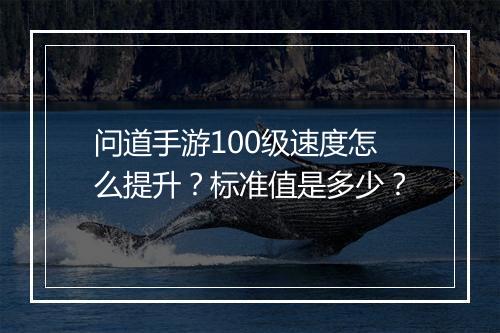 问道手游100级速度怎么提升？标准值是多少？