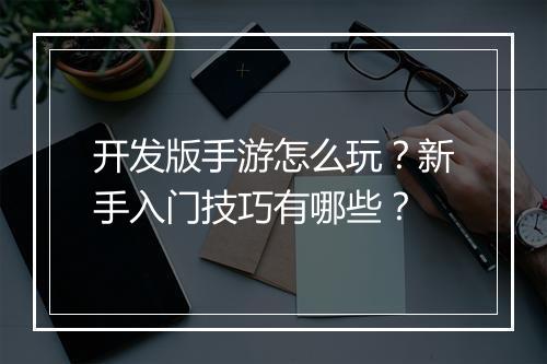 开发版手游怎么玩?新手入门技巧有哪些?