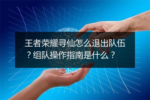 王者荣耀寻仙怎么退出队伍？组队操作指南是什么？