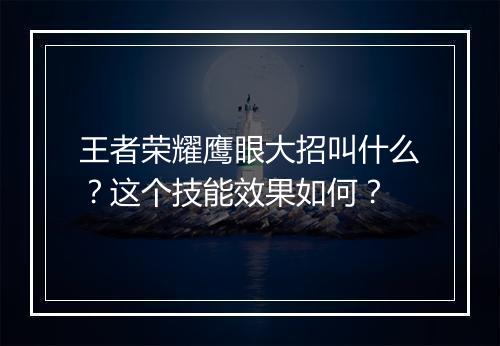 王者荣耀鹰眼大招叫什么？这个技能效果如何？