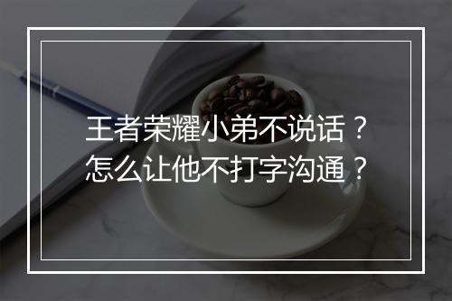 王者荣耀小弟不说话?怎么让他不打字沟通?