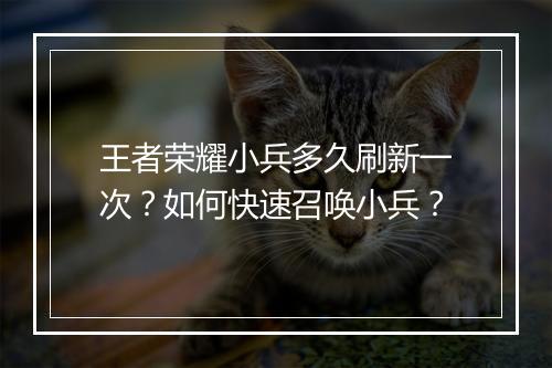 王者荣耀小兵多久刷新一次？如何快速召唤小兵？