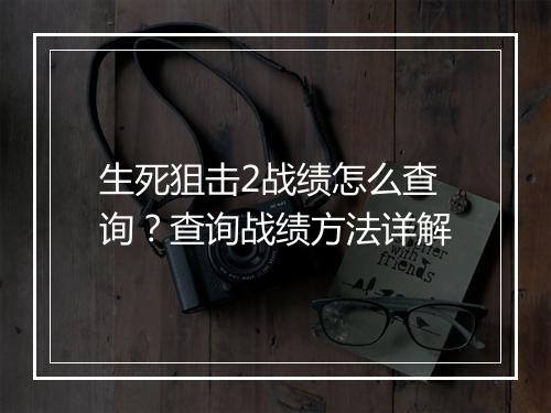 生死狙击2战绩怎么查询?查询战绩方法详解
