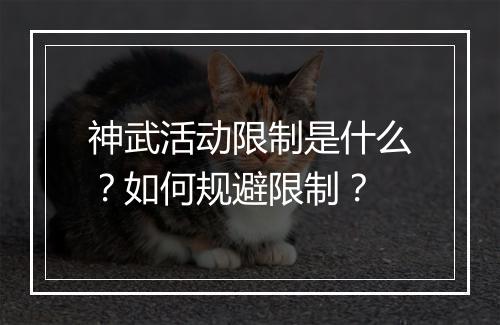 神武活动限制是什么?如何规避限制?