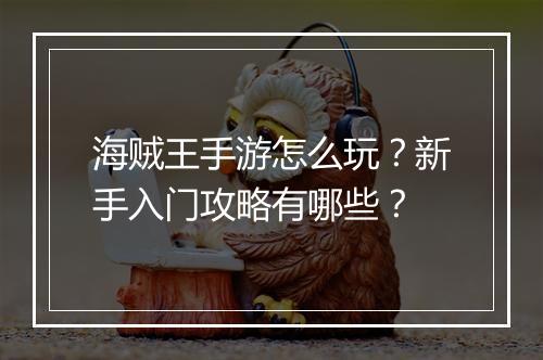 海贼王手游怎么玩？新手入门攻略有哪些？