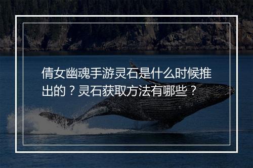 倩女幽魂手游灵石是什么时候推出的？灵石获取方法有哪些？