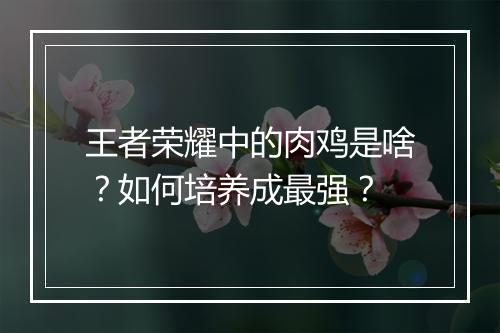 王者荣耀中的肉鸡是啥？如何培养成最强？