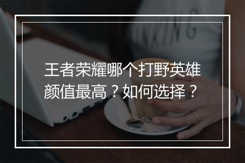 王者荣耀哪个打野英雄颜值最高?如何选择?