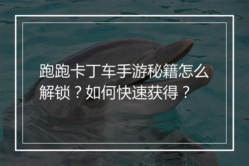 跑跑卡丁车手游秘籍怎么解锁?如何快速获得?