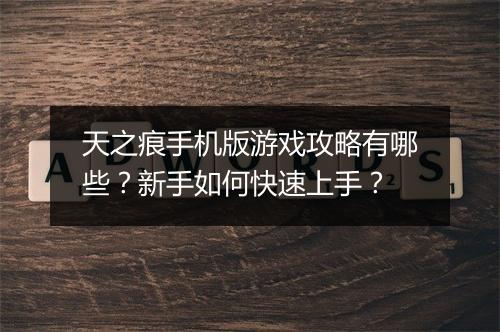 天之痕手机版游戏攻略有哪些?新手如何快速上手?