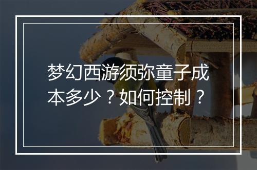 梦幻西游须弥童子成本多少?如何控制?