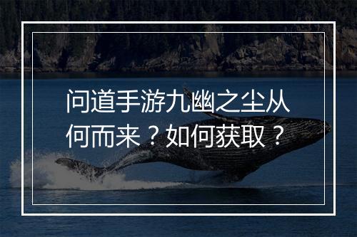 问道手游九幽之尘从何而来?如何获取?