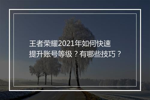 王者荣耀2021年如何快速提升账号等级？有哪些技巧？
