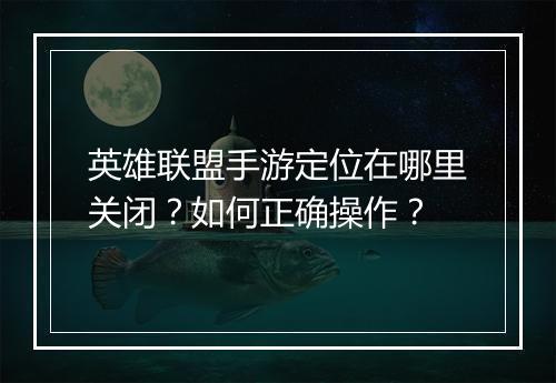 英雄联盟手游定位在哪里关闭？如何正确操作？