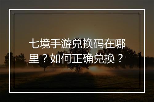 七境手游兑换码在哪里？如何正确兑换？