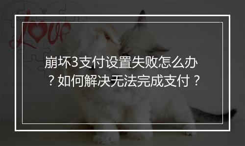 崩坏3支付设置失败怎么办？如何解决无法完成支付？