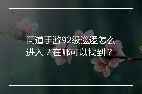 问道手游92级巡逻怎么进入？在哪可以找到？