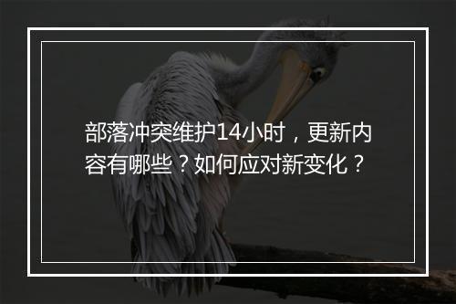 部落冲突维护14小时,更新内容有哪些?如何应对新变化?