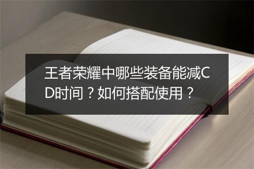 王者荣耀中哪些装备能减CD时间?如何搭配使用?
