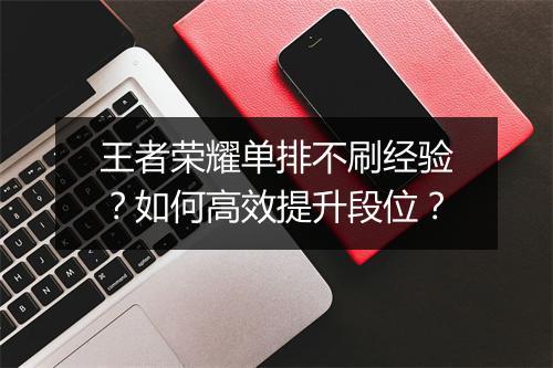 王者荣耀单排不刷经验?如何高效提升段位?
